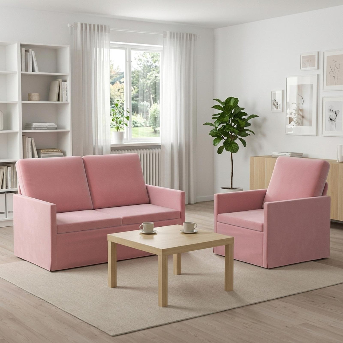 vidaXL Sofa Set 2 pcs Pink Velvet 1