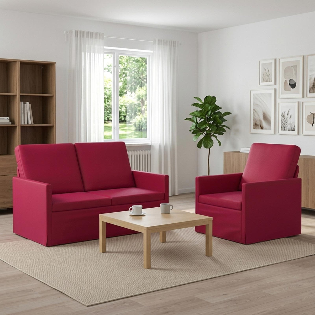 vidaXL Sofa Set 2 pcs Wine Red Velvet 1