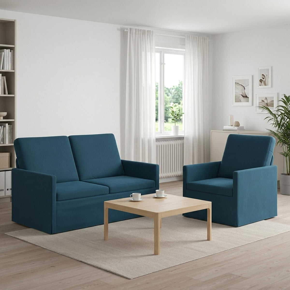 vidaXL Sofa Set 2 pcs Blue Velvet 1