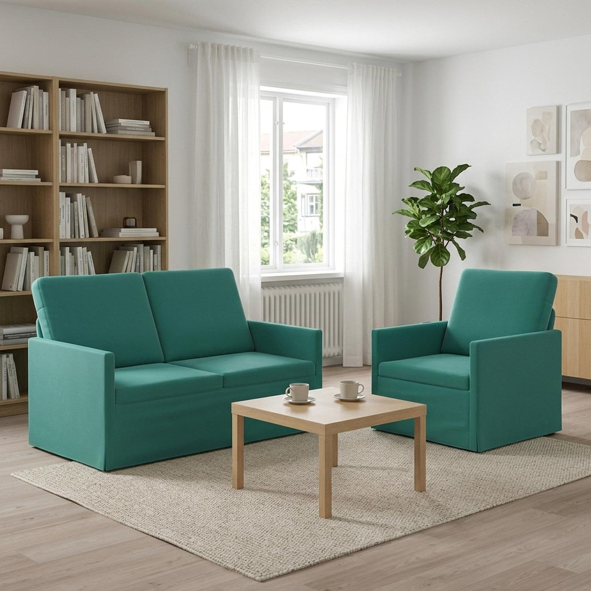 vidaXL Sofa Set 2 pcs Turquoise Velvet 1