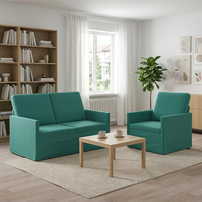 vidaXL Sofa Set 2 pcs Turquoise Velvet 1