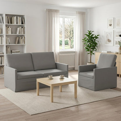 vidaXL Sofa Set 2 pcs Light Grey Velvet 1