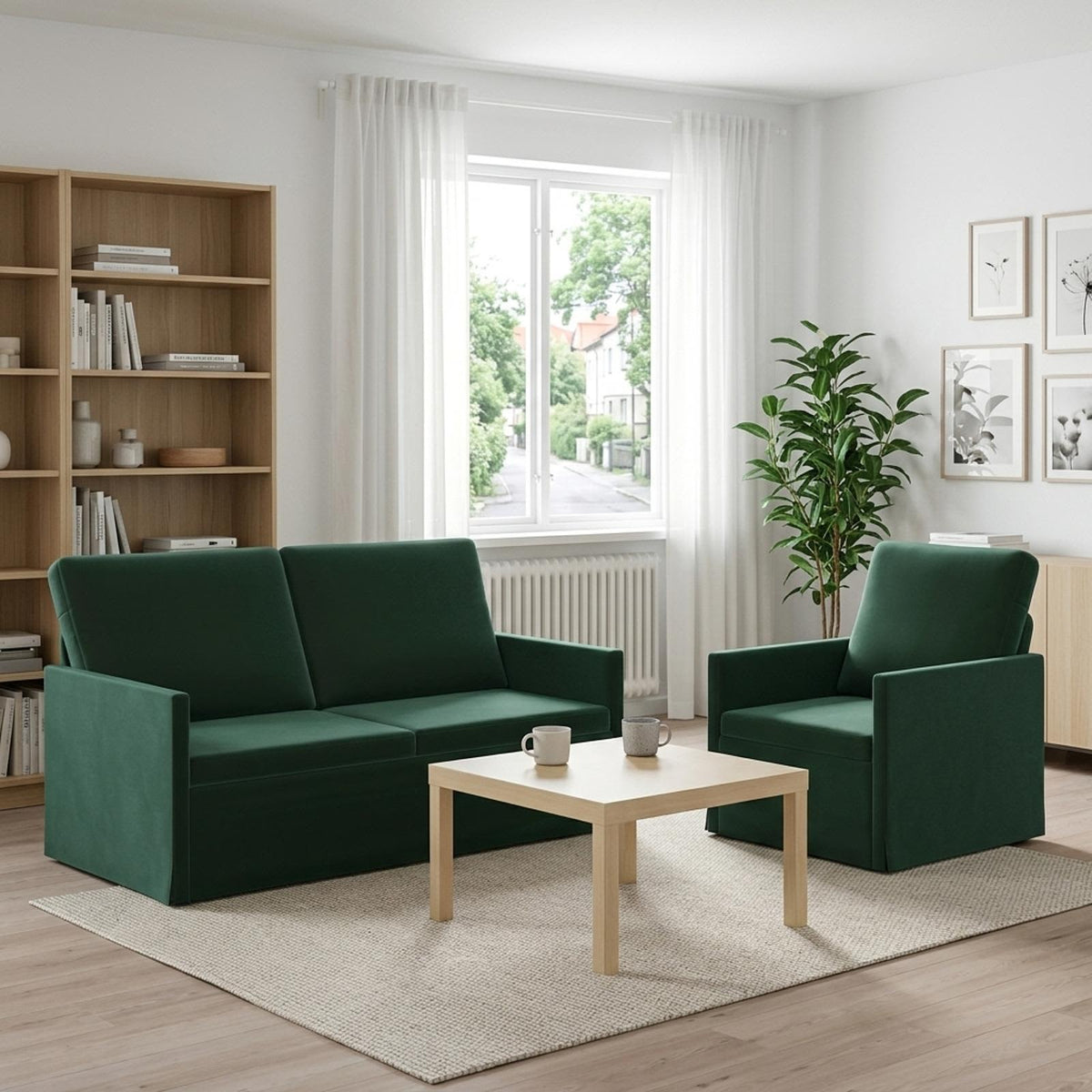vidaXL Sofa Set 2 pcs Dark Green Velvet 1