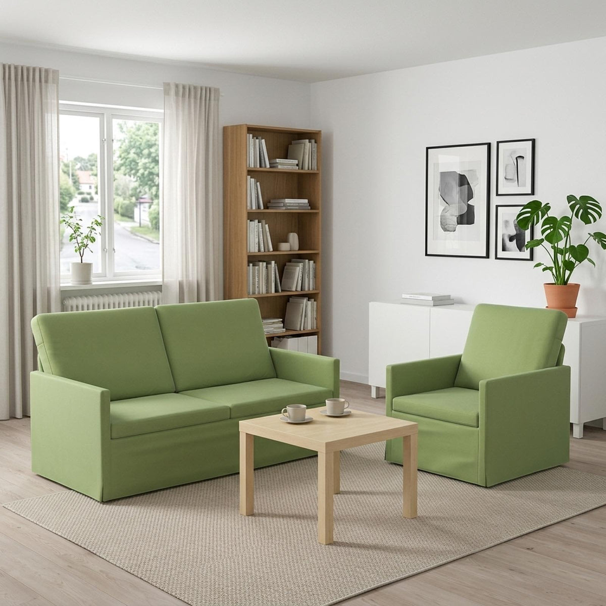 vidaXL Sofa Set 2 pcs Light Green Velvet 1