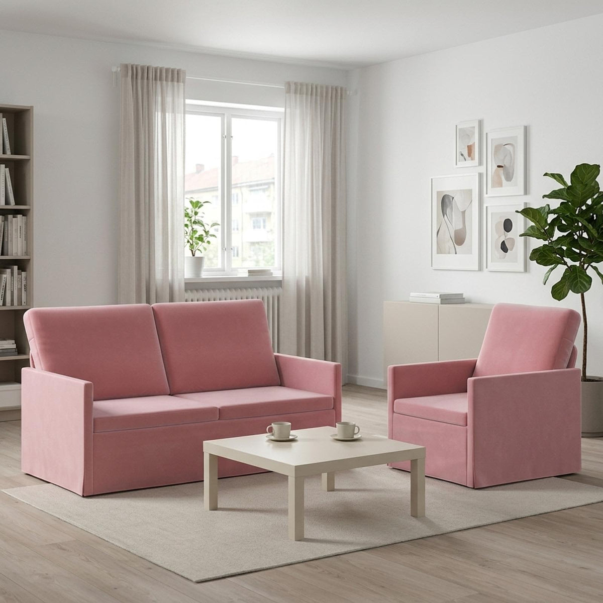 vidaXL Sofa Set 2 pcs Pink Velvet 1