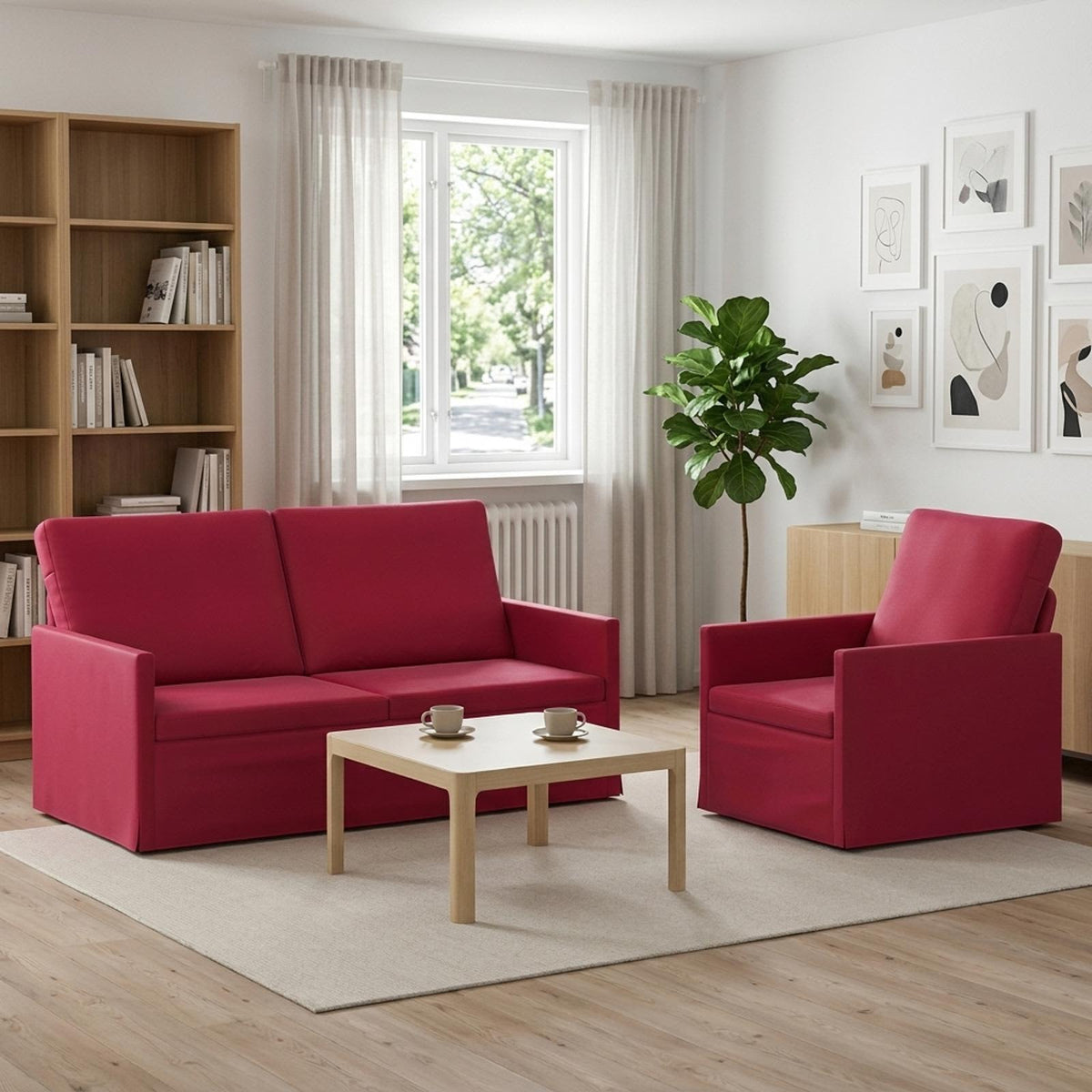 vidaXL Sofa Set 2 pcs Wine Red Velvet 1