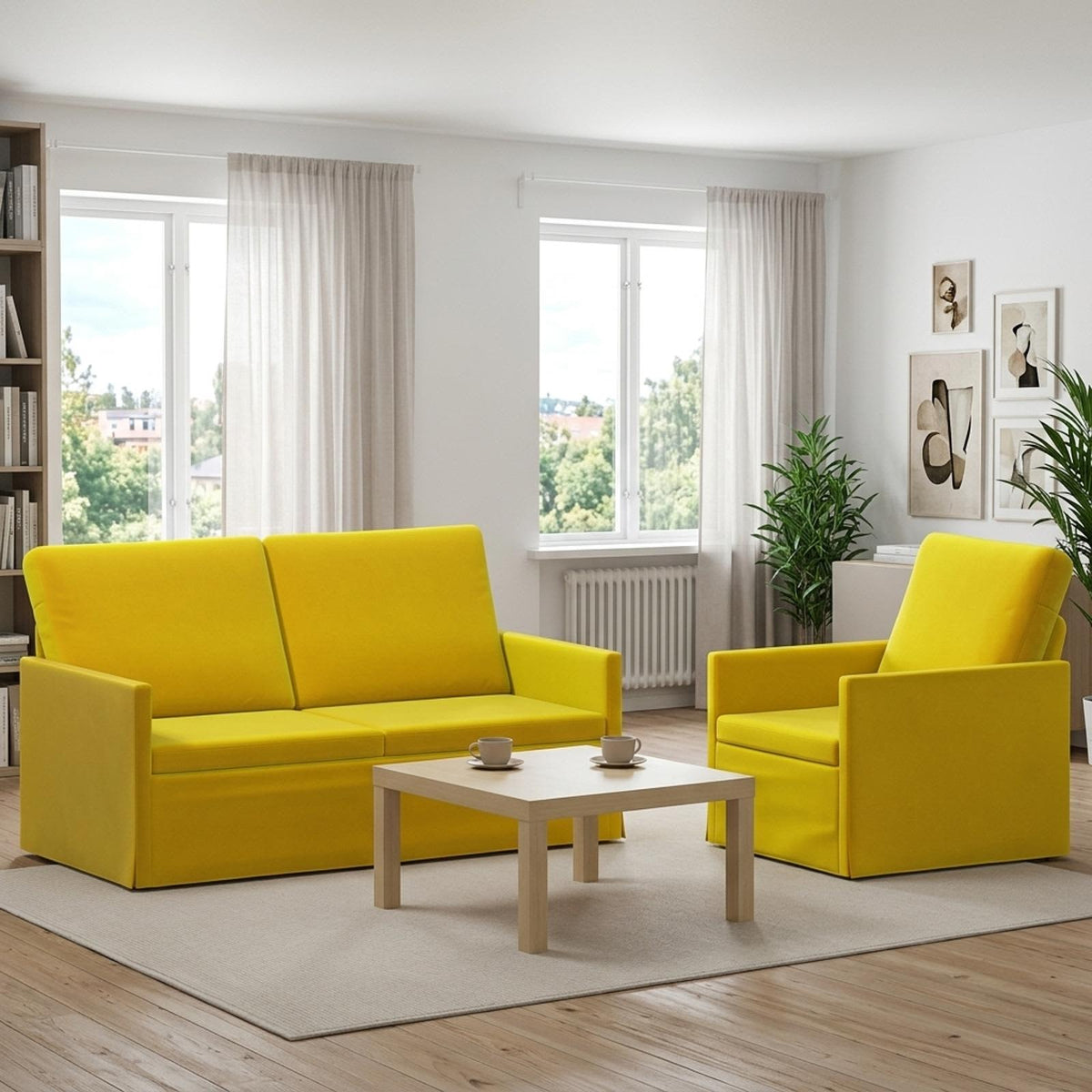 vidaXL Sofa Set 2 pcs Yellow Velvet 1