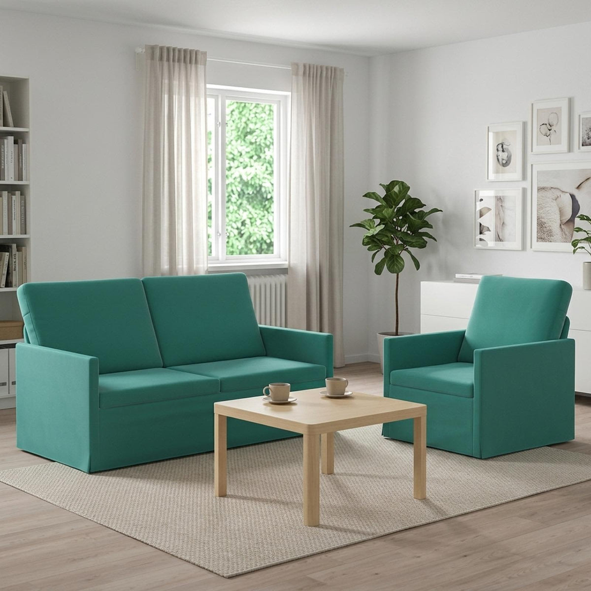 vidaXL Sofa Set 2 pcs Turquoise Velvet 1