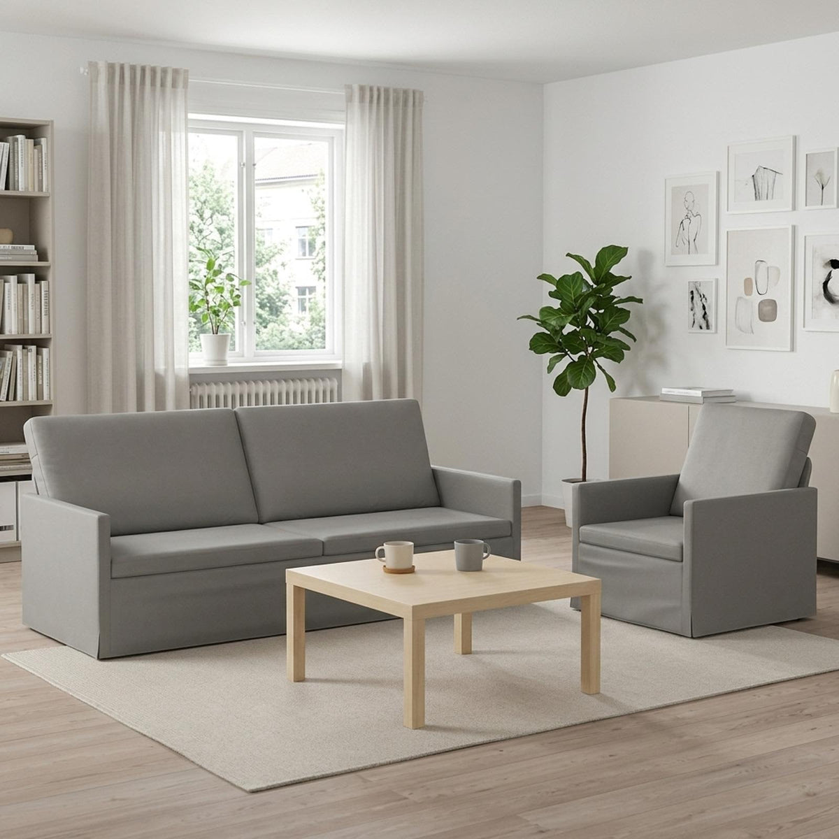 vidaXL Sofa Set 2 pcs Light Grey Velvet 1