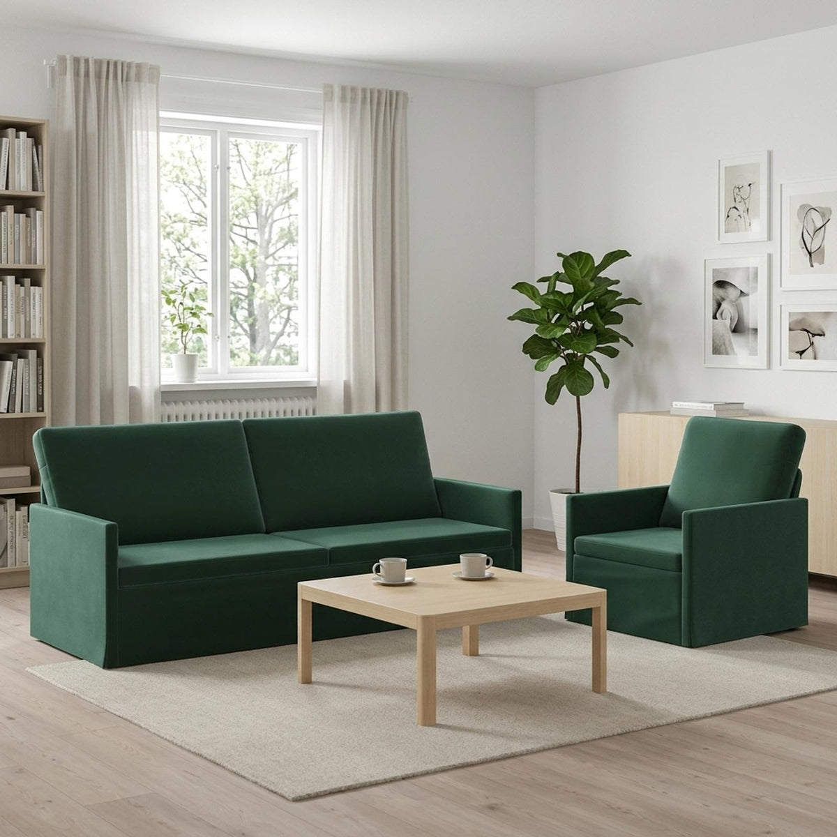vidaXL Sofa Set 2 pcs Dark Green Velvet 1