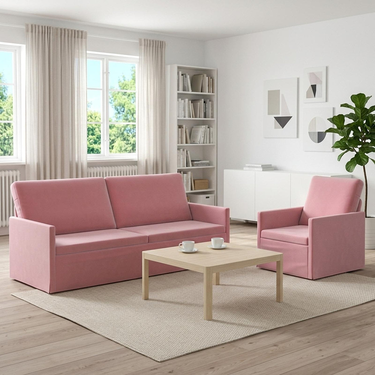 vidaXL Sofa Set 2 pcs Pink Velvet 1