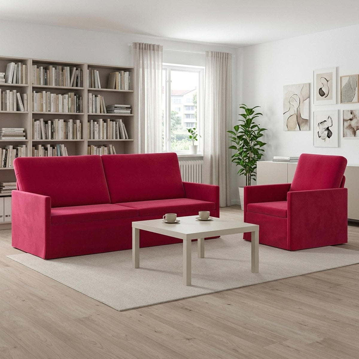 vidaXL Sofa Set 2 pcs Wine Red Velvet 1