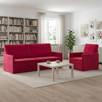 vidaXL Sofa Set 2 pcs Wine Red Velvet 1