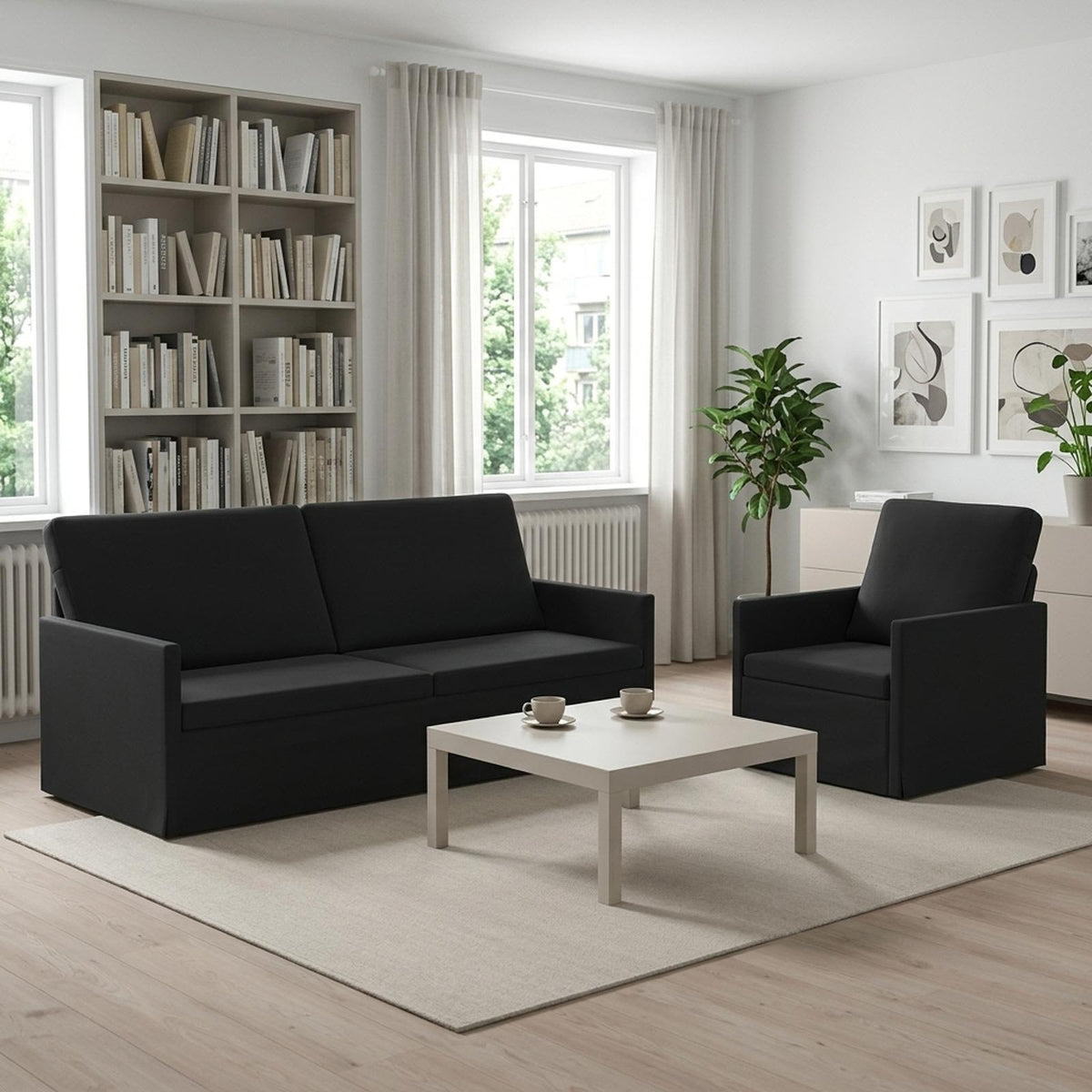 vidaXL Sofa Set 2 pcs Black Velvet 1