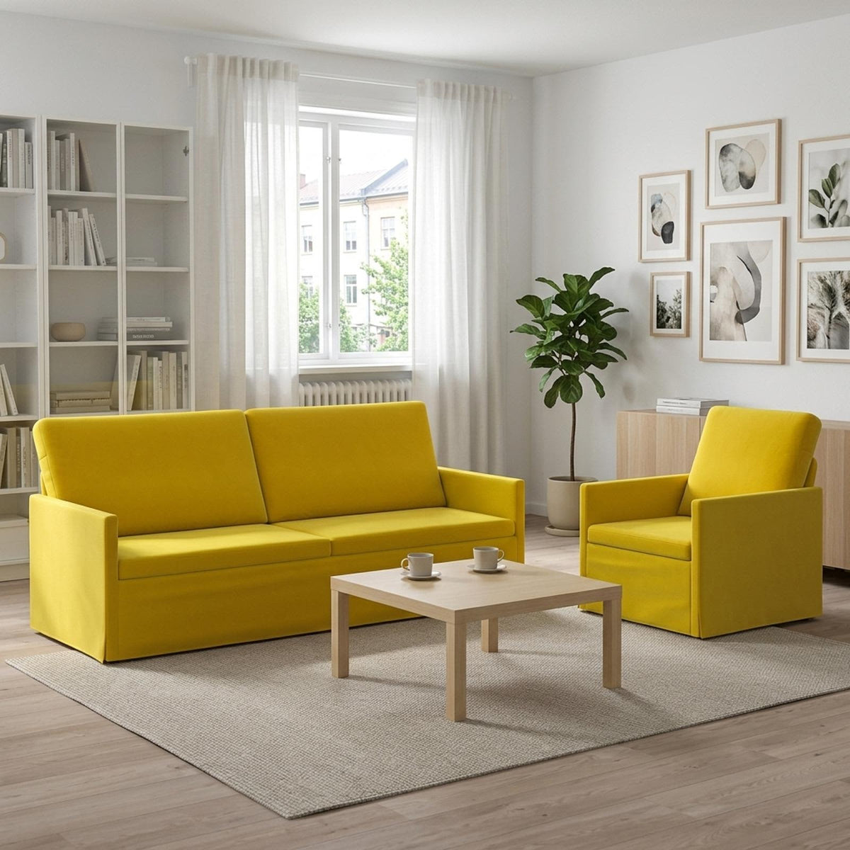 vidaXL Sofa Set 2 pcs Yellow Velvet 1