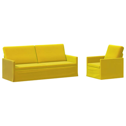 vidaXL Sofa Set 2 pcs Yellow Velvet 2