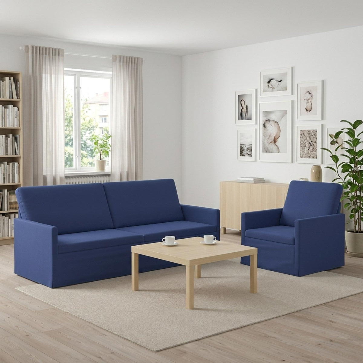 vidaXL Sofa Set 2 pcs Police Blue Velvet 1