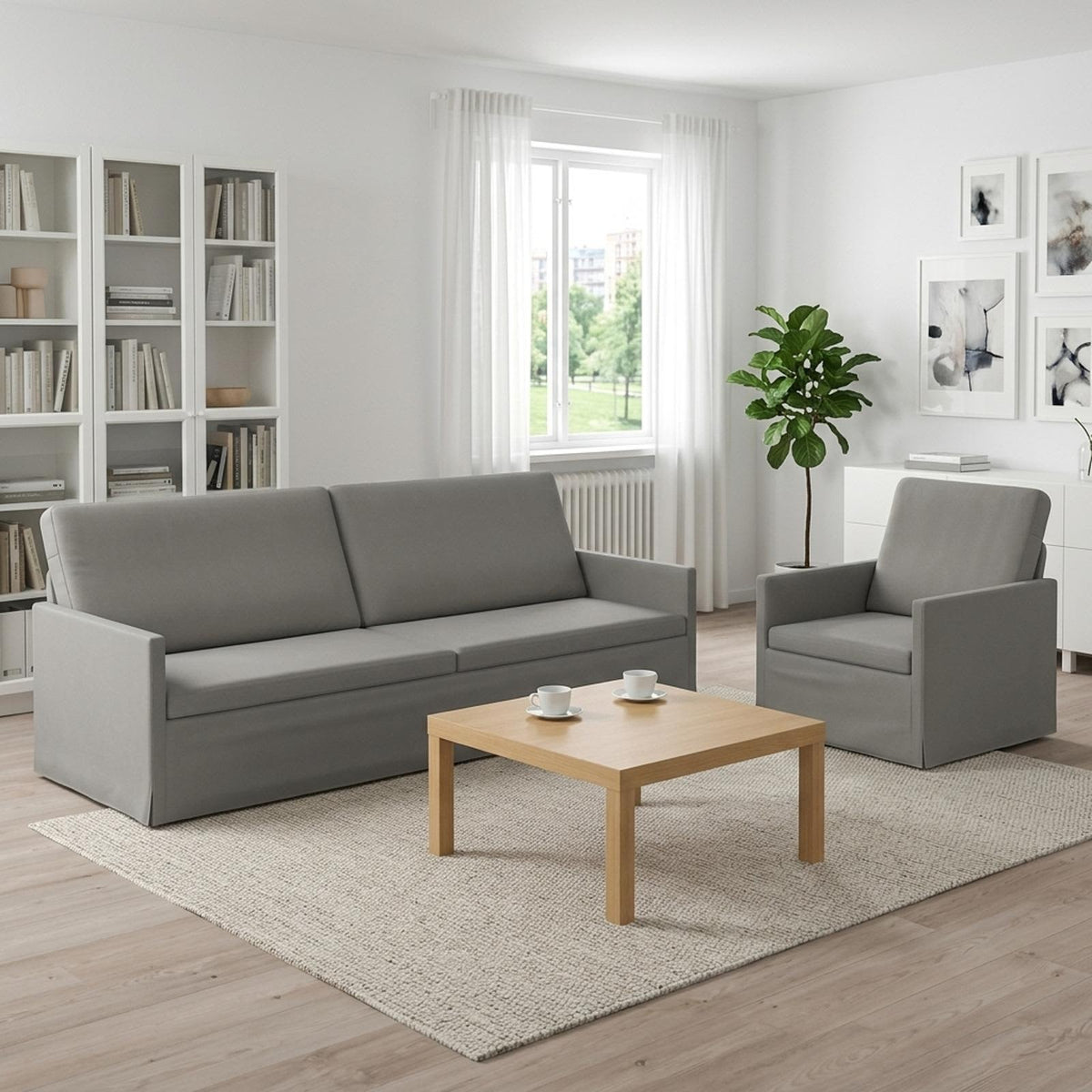 vidaXL Sofa Set 2 pcs Light Grey Velvet 1