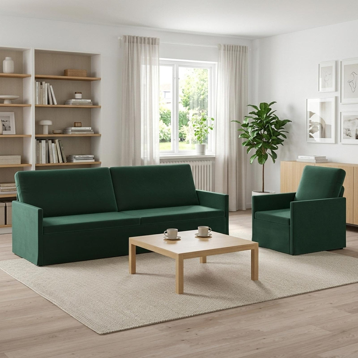 vidaXL Sofa Set 2 pcs Dark Green Velvet 1