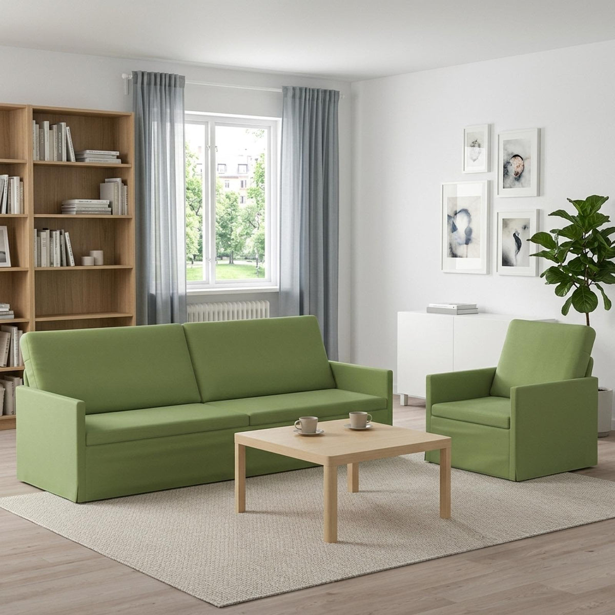 vidaXL Sofa Set 2 pcs Light Green Velvet 1