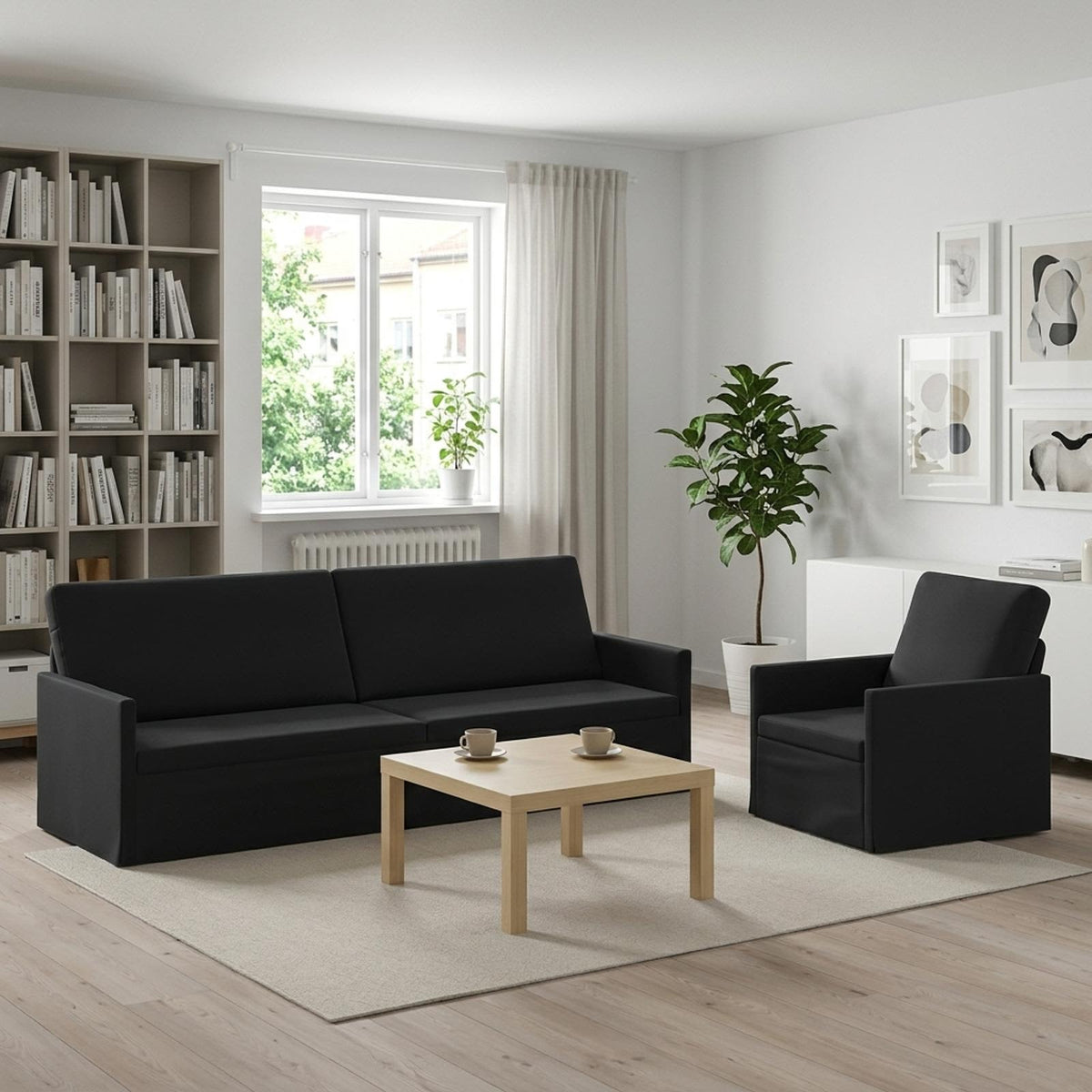 vidaXL Sofa Set 2 pcs Black Velvet 1