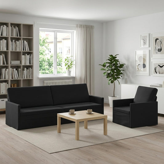Sofa Set 2 pcs Velvet 1-Seater + 3-Seater (210 cm) Black