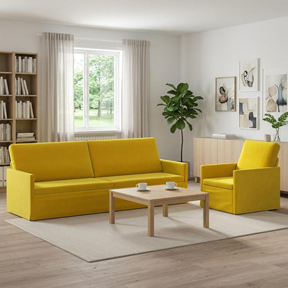 vidaXL Sofa Set 2 pcs Yellow Velvet 1
