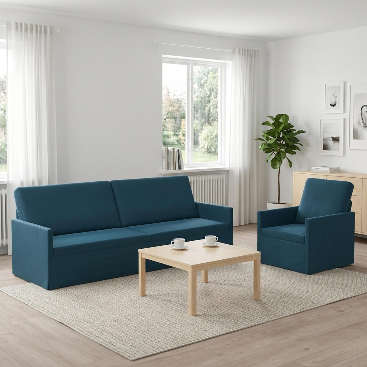 vidaXL Sofa Set 2 pcs Blue Velvet 1