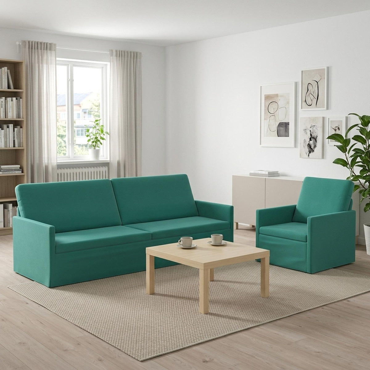 vidaXL Sofa Set 2 pcs Turquoise Velvet 1