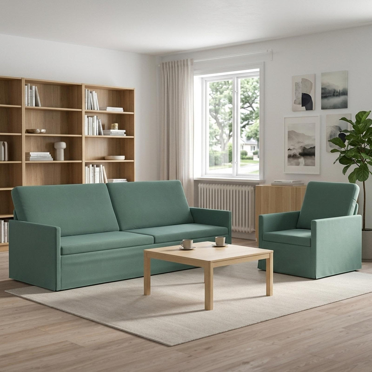vidaXL Sofa Set 2 pcs Sea Green Velvet 1
