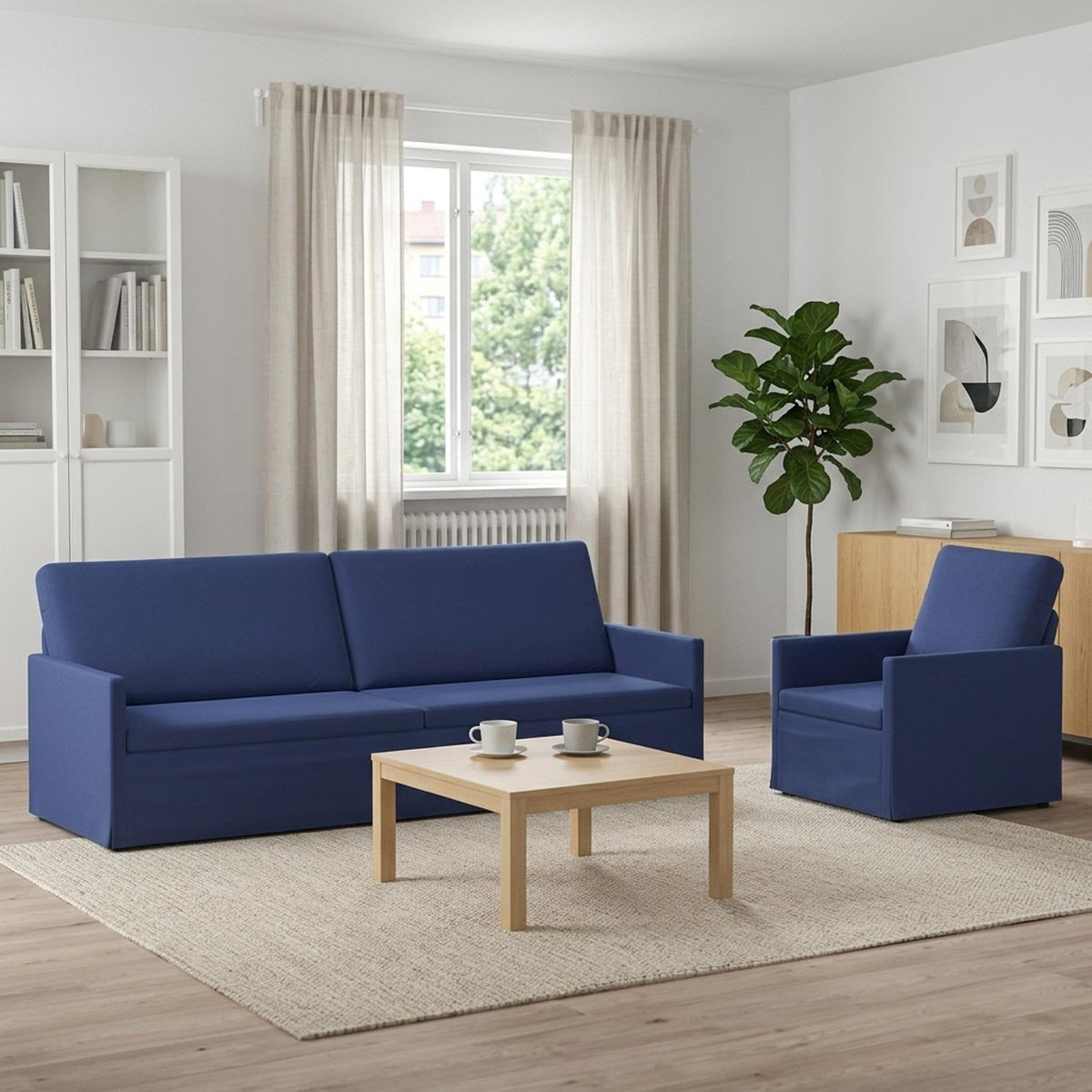 vidaXL Sofa Set 2 pcs Police Blue Velvet 1