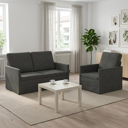 vidaXL Sofa Set 2 pcs Dark Grey Corduroy Fabric 1