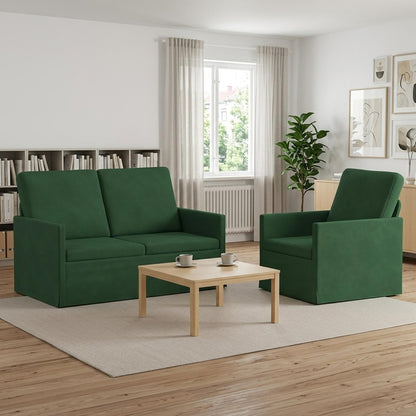 vidaXL Sofa Set 2 pcs Jungle Green Corduroy Fabric 1