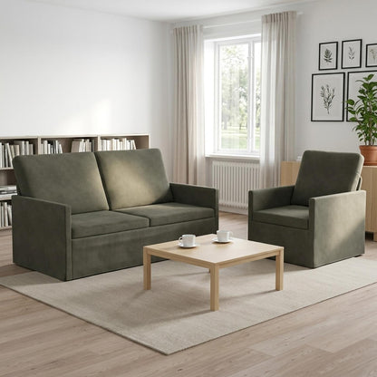 vidaXL Sofa Set 2 pcs Light Grey Corduroy Fabric 1