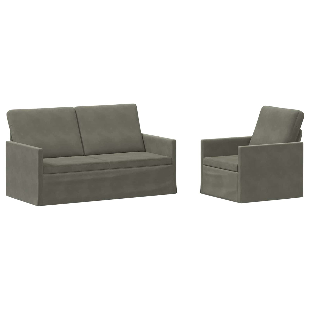 vidaXL Sofa Set 2 pcs Light Grey Corduroy Fabric 2