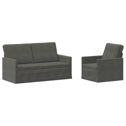 vidaXL Sofa Set 2 pcs Dark Grey Corduroy Fabric 2