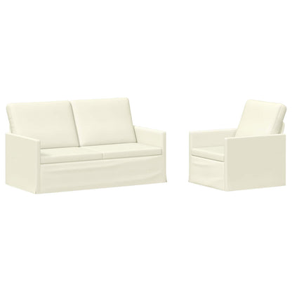 vidaXL Sofa Set 2 pcs Cream Corduroy Fabric 2