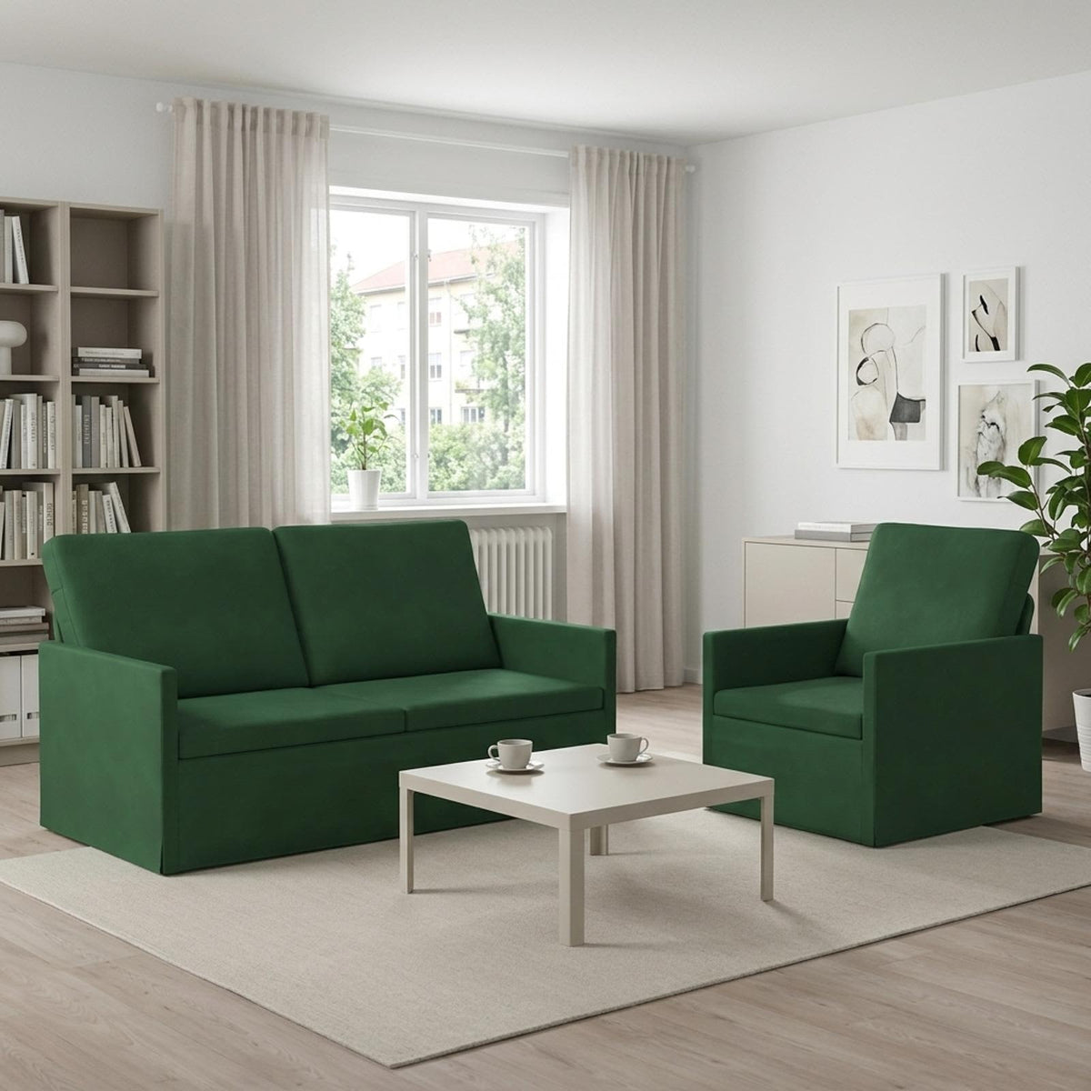 vidaXL Sofa Set 2 pcs Jungle Green Corduroy Fabric 1