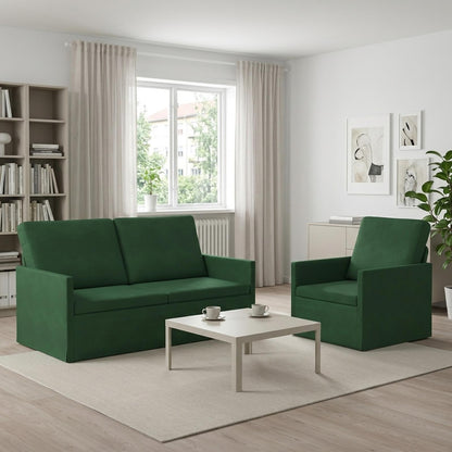 vidaXL Sofa Set 2 pcs Jungle Green Corduroy Fabric 1