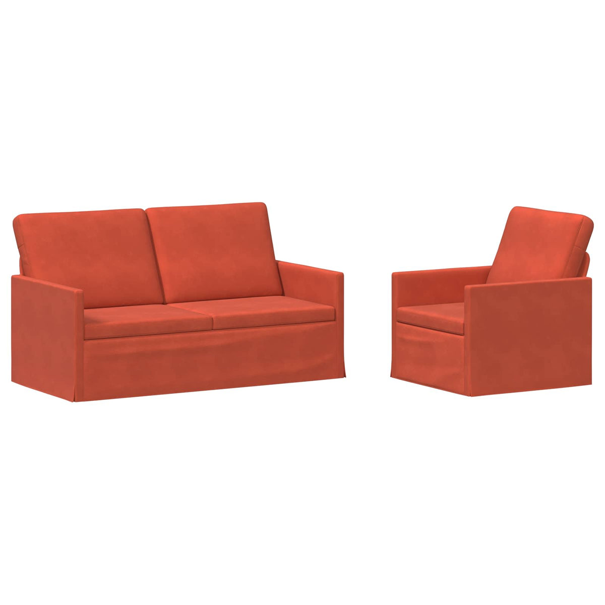 vidaXL Sofa Set 2 pcs Red Orange Corduroy Fabric 2