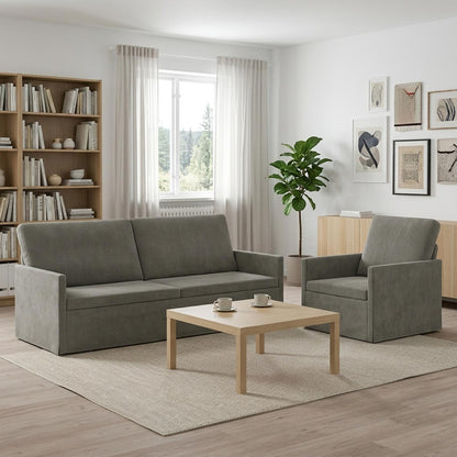 vidaXL Sofa Set 2 pcs Light Grey Corduroy Fabric 1