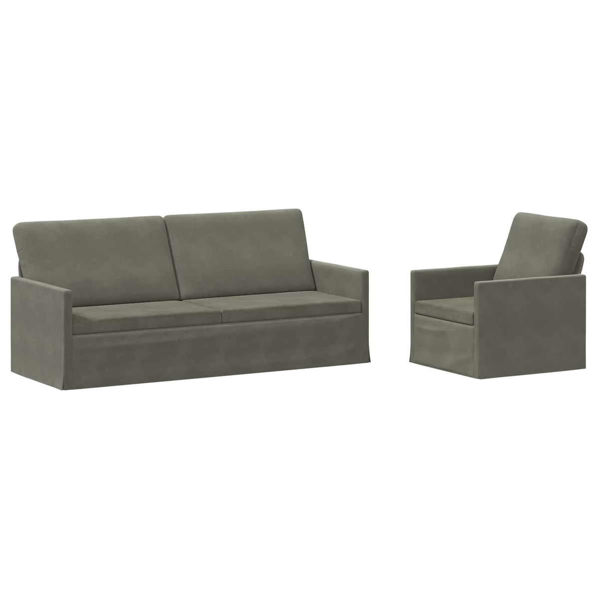 vidaXL Sofa Set 2 pcs Light Grey Corduroy Fabric 2