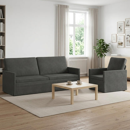 vidaXL Sofa Set 2 pcs Dark Grey Corduroy Fabric 1