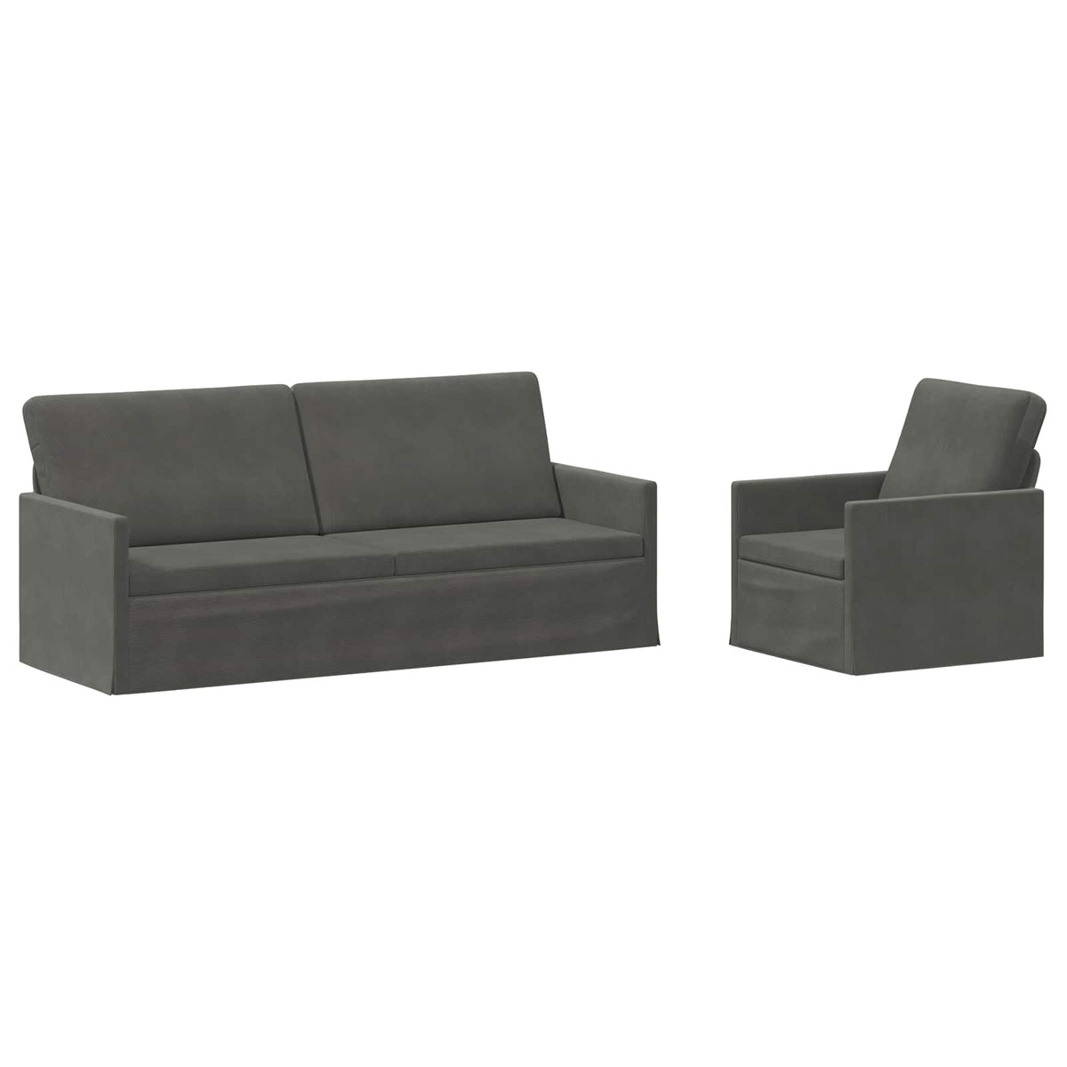 vidaXL Sofa Set 2 pcs Dark Grey Corduroy Fabric 2