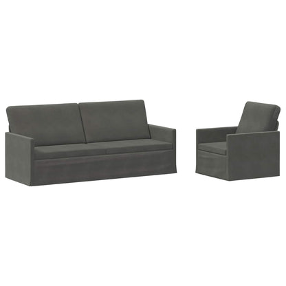 vidaXL Sofa Set 2 pcs Dark Grey Corduroy Fabric 2
