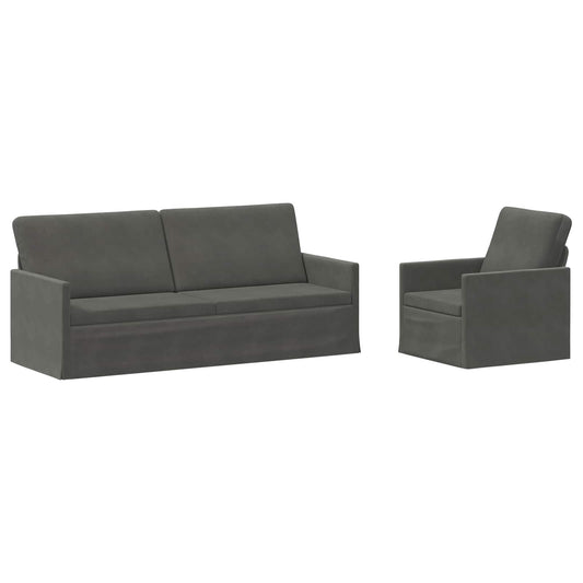 Sofa Set 2 pcs Corduroy Fabric 1-Seater + 3-Seater (180 cm) Dark grey