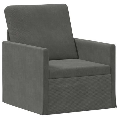 vidaXL Sofa Set 2 pcs Dark Grey Corduroy Fabric 3