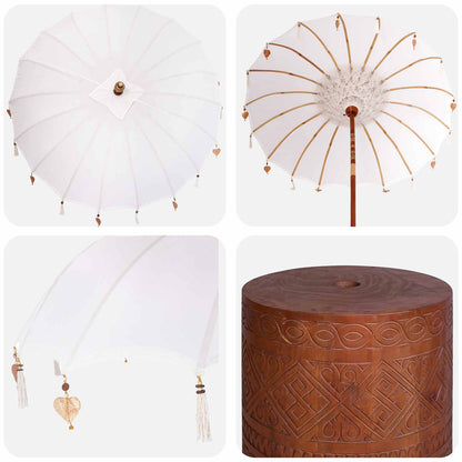 vidaXL Balinese Parasol with Base Round 190 x 190 x 295 cm 6