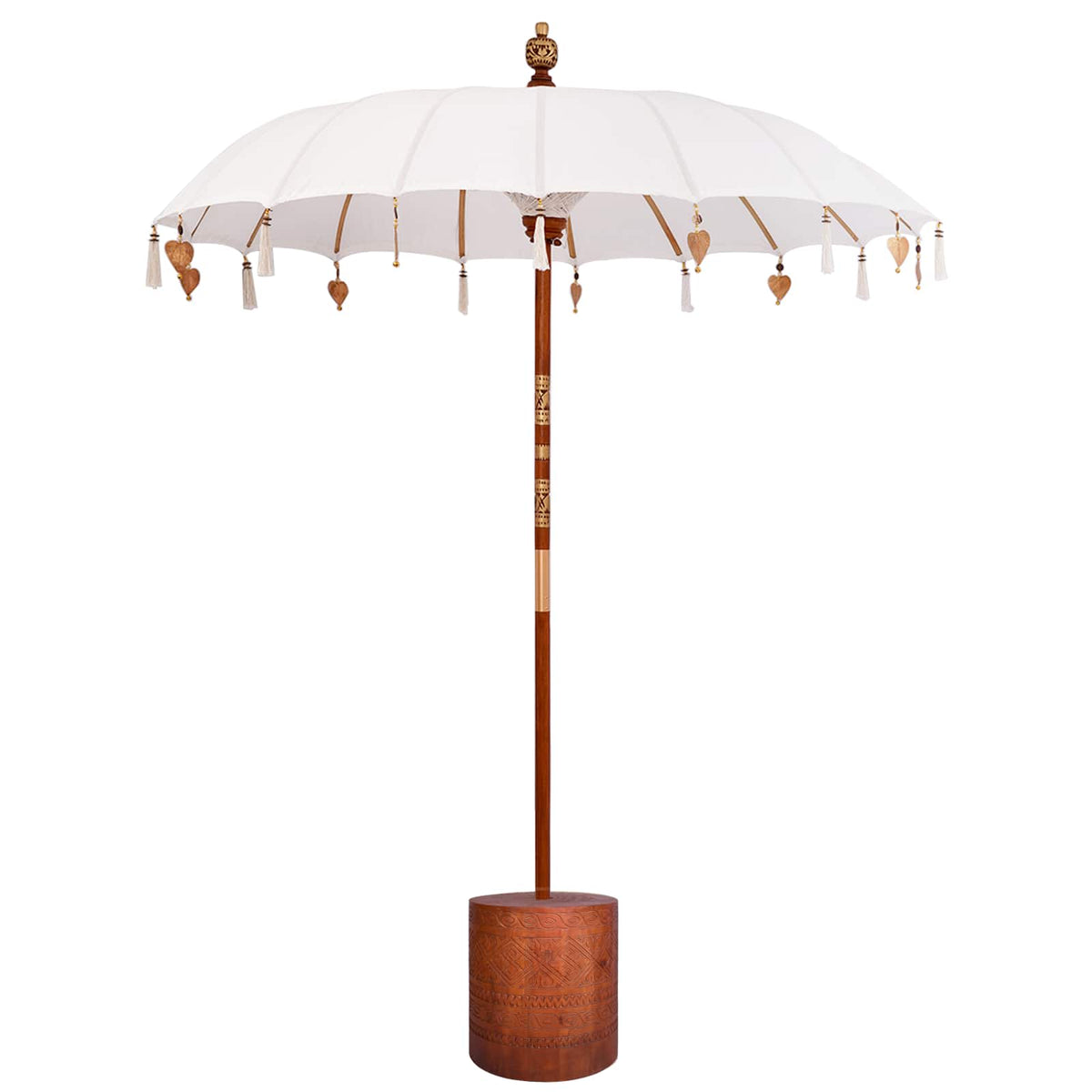 vidaXL Balinese Parasol with Base Round 190 x 190 x 295 cm 2