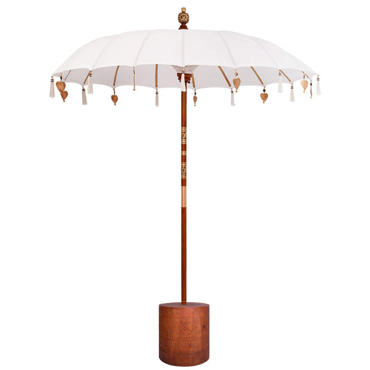 Balinese Parasol with Base Round 190 x 190 x 295 cm with brown base
